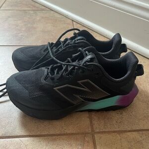 New Balance 7W Black Sneakers with Teal and Purple Midsole